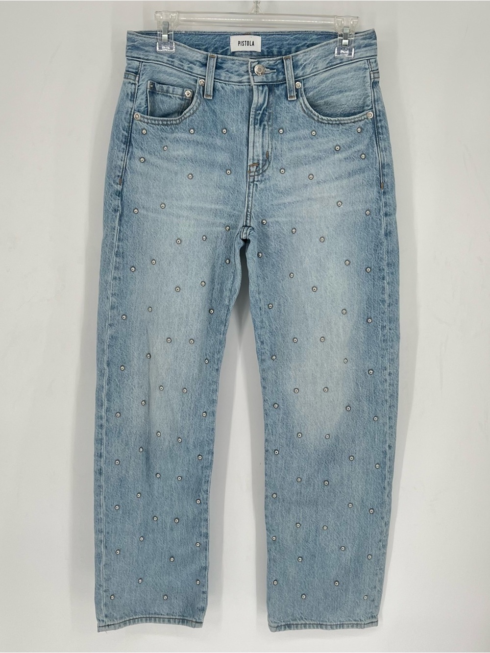 Pistola Lexi Mid-Rise Bowed Straight-Leg Jeans 25 Vintage Wash - Picture 4 of 15